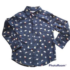 365 Kids Garanimals Boys Button Down Long Sleeve Christmas Dinosuar Shirt Size 6